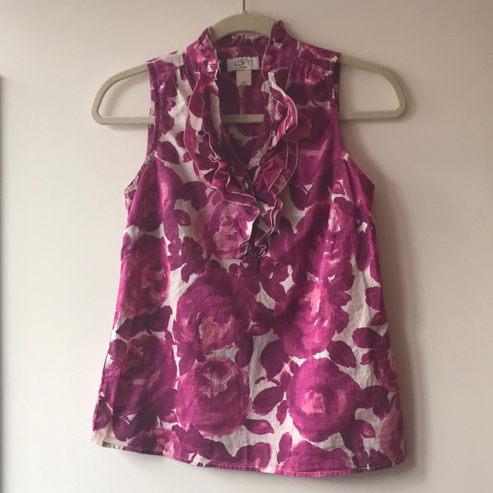 Loft Petite Pink Floral Shirt